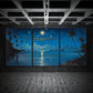 3pcs Fireworks and Coconut Tree Night Sky Metal Print Ready to Hang Art