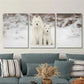 3pcs White Samoyed Dogs in Snowy Forest, Metal Print Ready to Hang Art