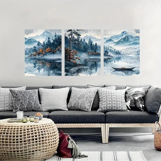 3pcs Geometric Vertical Stripe Metal Print Ready to Hang Art