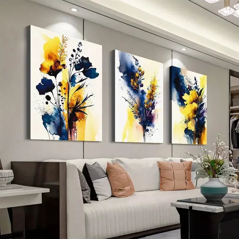 3pcs Abstract Flower Art  Canvas Framed 40x60cm - High Quality Print 100% Australian Made Wall Canvas Ready to Hang