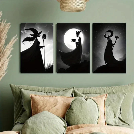 3pcs Dark Witch Halloween Metal Print Ready to Hang Art