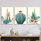 3pcs Floral Design with Aloe Vera, Prickly Pear Metal Print Ready to Hang Art