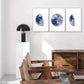 3pcs Blue Planet Space Art Moon Minimalist Metal Print Ready to Hang Art