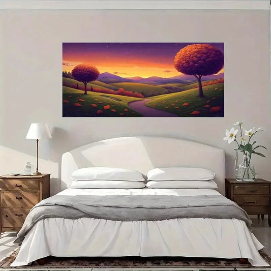 Rolling Hills Orange Trees Wall Art Canvas Office Home Room Framed 80x45cm