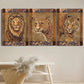 3pcs Leopard Lion Wildlife Paintings Animals Metal Print Ready to Hang Art