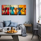 3pcs Vibrant Cartoon Dog Trio   Wall Art Set Canvas Framed 40x60cm - High Quality Print 100% Australian Made Wall Canvas Ready to Hang
