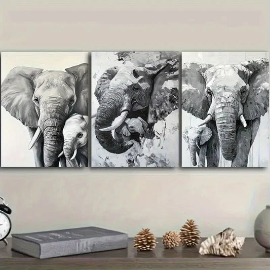 3pcs Majestic Elephant Metal Print Ready to Hang Art