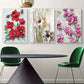 3pcs Colorful Flowers Red &amp; Rose Green Leaves Metal Print Ready to Hang Art