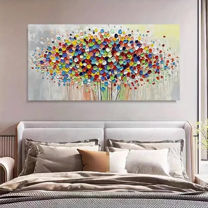 Textured Tree Abstract Colorful Wall Art Canvas Office Home Room Framed 120x60cm