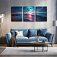 3pcs  Bright Big Moon, Beach Wall Art Set Canvas Framed 40x60cm - High Quality Print 100% Australian Made Wall Canvas Ready to Hang