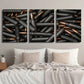 3pcs Bullet Photography Military Black Metal Print Ready to Hang Art