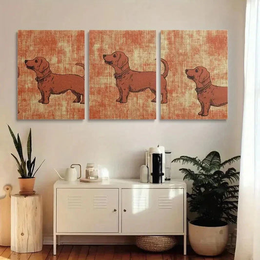 3pcs Brown & Orange Abstract Pattern Metal Print Ready to Hang Art