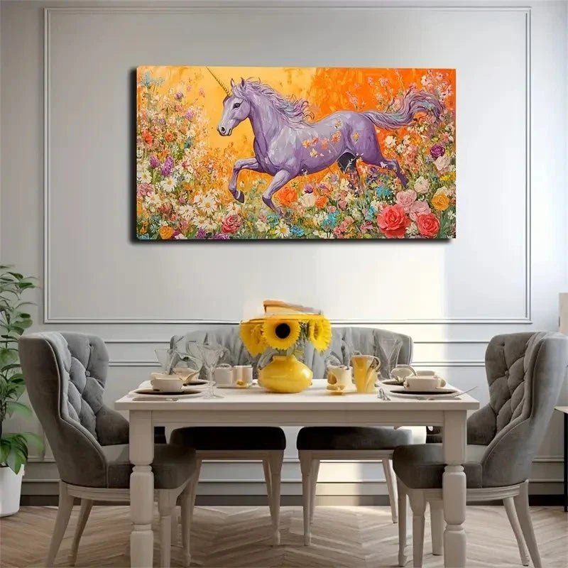 Dreamy Unicorn In Vibrant Wall Art Canvas Office Home Room Framed 80x45cm