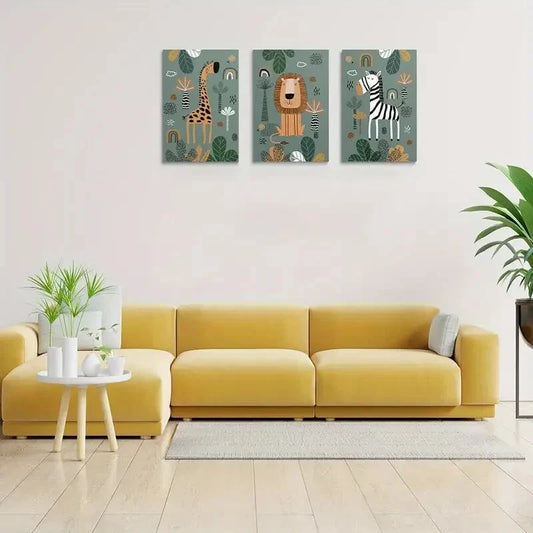 3pcs  Baby Safari Nursery   Metal Print Ready to Hang Art