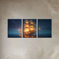 3pcs Enchanting Sailboat Under the Stars  Wall Art Set Canvas Framed 40x60cm - High Quality Print 100% Australian Made Wall Canvas Ready to Hang