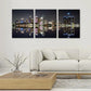 3pcs Black & White Night Skyline Cityscape Metal Print Ready to Hang Art