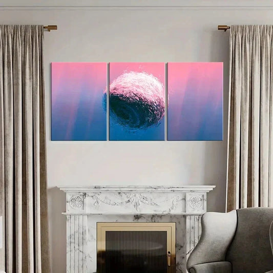 3pcs Pink Bubbles & Colorful Sky Metal Print Ready to Hang Art