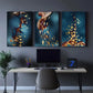 3pcs Birds and butterflies on a blue background Metal Print Ready to Hang Art