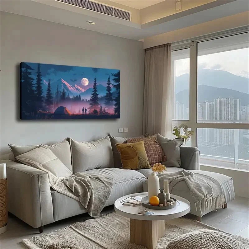 The Open Space A Tent Pitched Wall Art Canvas Office Home Room Framed 120x60cm