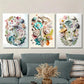 3pcs   flower and mushroom decorative painting liquid Metal Print Ready to Hang Art