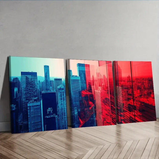 3pcs Geometric city, Painting  Wall Art Set Canvas Framed 40x60cm - High Quality Print 100% Australian Made Wall Canvas Ready to Hang