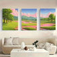 3pcs A Vibrant Landscape with a River Modern Metal Print Ready to Hang Art