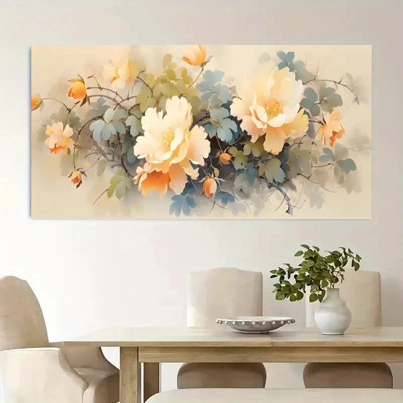 Yellow Golden Rose Flowers wall canvas office home room framed 120x60cm