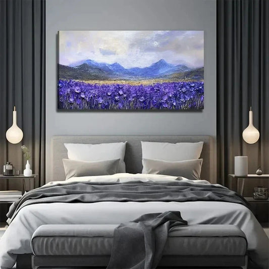 Lavender World Suitable Wall Art Canvas Office Home Room Framed 120x60cm