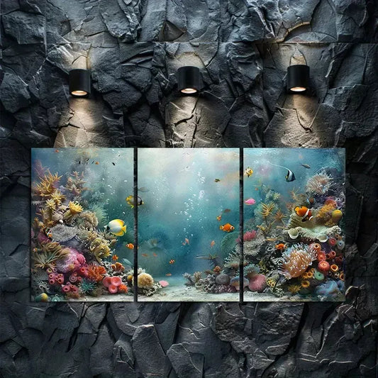 3pcs Vibrant Coral Reef Canvas Framed 40x60cm - High Quality Print 100% Australian Made Wall Canvas Ready to Hang