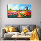 Vibrant Tulips & Dutch Windmill Wall Art Canvas Office Home Room Framed 80x45cm