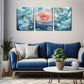 3pcs Serene Light Blue Floral & Butterfly Design Wall Art Set Canvas Framed 40x60cm - High Quality Print 100% Australian Made Wall Canvas Ready to Hang