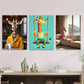 3pcs Colorful Giraffe Whimsical Modern Painting Wall Art Set Canvas Framed 40x60cm - High Quality Print 100% Australian Made Wall Canvas Ready to Hang