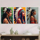3pcs Native American Themes Girl Wall Art Set Canvas Framed 40x60cm - High Quality Print 100% Australian Made Wall Canvas Ready to Hang