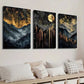 3pcs Abstract Starry Black and Golden Sky Wall Art Set Canvas Framed 40x60cm - High Quality Print 100% Australian Made Wall Canvas Ready to Hang