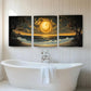 3pcs Dramatic Sunset Ocean Landscape Perfect Wall Art Set Canvas Framed 40x60cm - High Quality Print 100% Australian Made Wall Canvas Ready to Hang