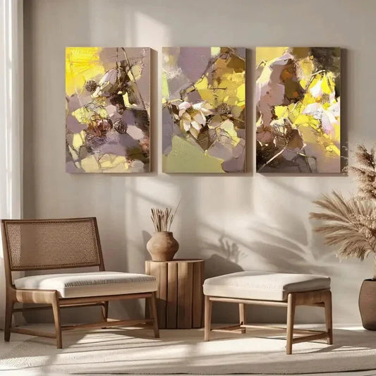 3pcs Wildflower Watercolor Rose Abstract Metal Print Ready to Hang Art