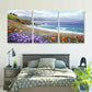 3pcs Vibrant Daisy & Ocean Landscape Metal Print Ready to Hang Art