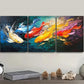 3pcs Abstract Colourful Fishes Red Blue & Gold Metal Print Ready to Hang Art