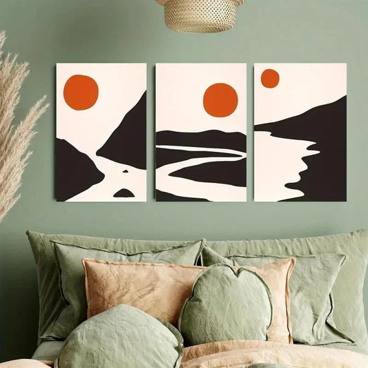 3pcs Abstract Mountain and River Scenery Metal Print Ready to Hang Art