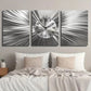 3pcs Unique Silver Wall Clock Abstract Design Metal Print Ready to Hang Art