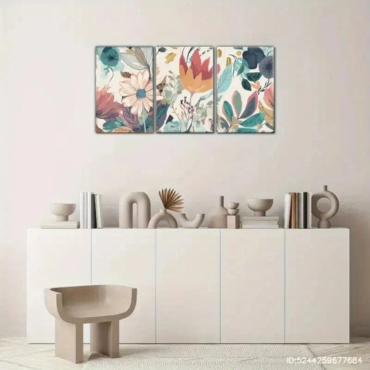 3pcs Visual Interpretation Botanical Art Poster Metal Print Ready to Hang Art