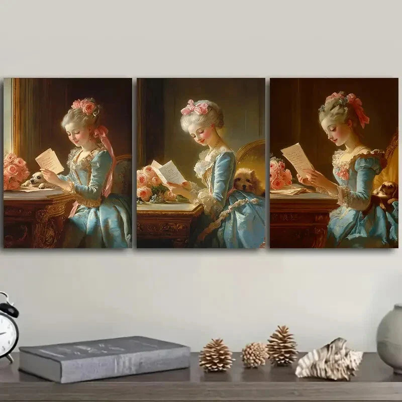 3pcs Afternoon time girl   Wall Art Set Canvas Framed 40x60cm - High Quality Print 100% Australian Made Wall Canvas Ready to Hang