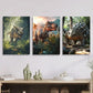 3pcs  Dinosaur in the jungle, spiked monster  Metal Print Ready to Hang Art