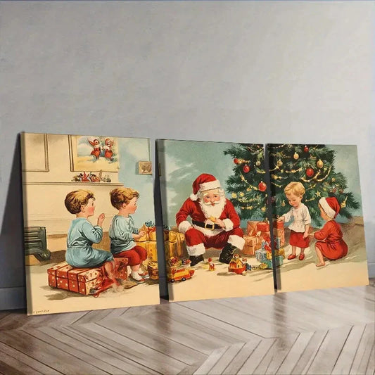3pcs Merry Christmas breath Wall Art Set Canvas Framed 40x60cm - High Quality Print 100% Australian Made Wall Canvas Ready to Hang
