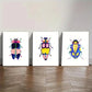 3pcs Colorful Insect Art Bright and Bold Style Metal Print Ready to Hang Art