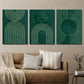 3pcs Abstract Green Line Arch Metal Print Ready to Hang Art