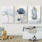 3pcs Blue Flower Canvas Framed 40x60cm - High Quality Print 100% Australian Made Wall Canvas Ready to Hang