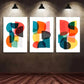3pcs Featuring Geometric Canvas Stylish Prints Metal Print Ready to Hang Art
