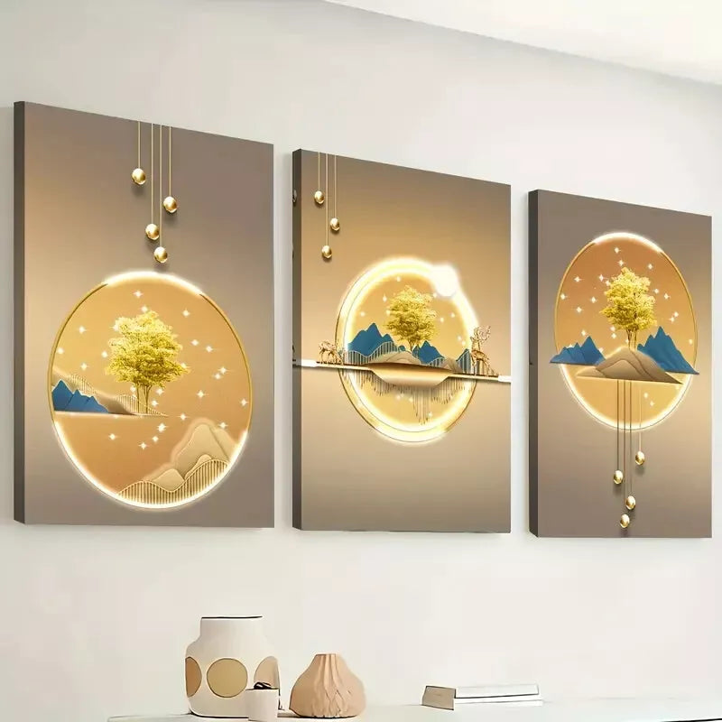 3pcs light luxury Golden abstract animal graphic  Wall Art Set Canvas Framed 40x60cm - High Quality Print 100% Australian Made Wall Canvas Ready to Hang