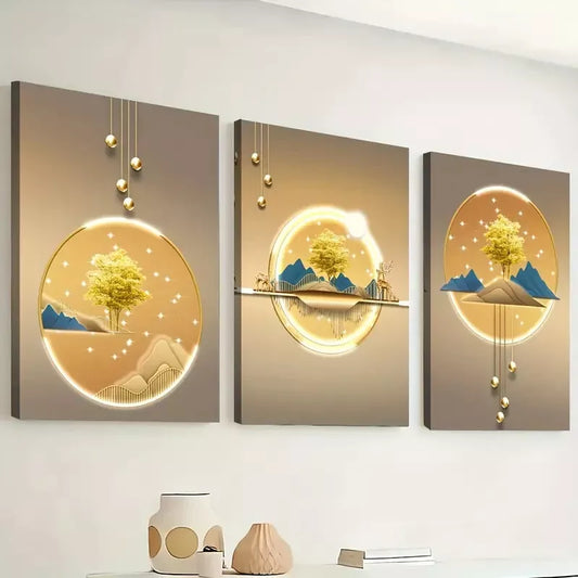 3pcs light luxury Golden abstract animal graphic  Wall Art Set Canvas Framed 40x60cm - High Quality Print 100% Australian Made Wall Canvas Ready to Hang